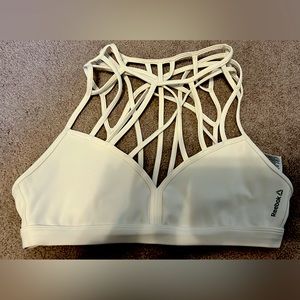 Reebok White Strappy Sports Bra Size Medium